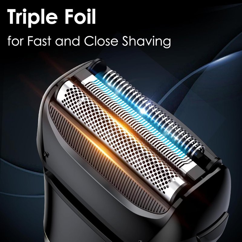 Electric Razor for Men Face, Electric Shavers for Men, Cordless Rechargeable Waterproof Foil Shaver with LED Display for Beard Trimming(Black)