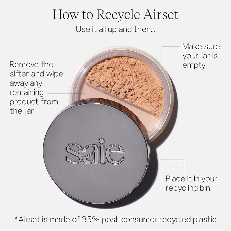 Saie Airset Radiant Loose Setting Powder - Weightless Translucent Face Powder with Hydrating Squalane | 0.14 oz