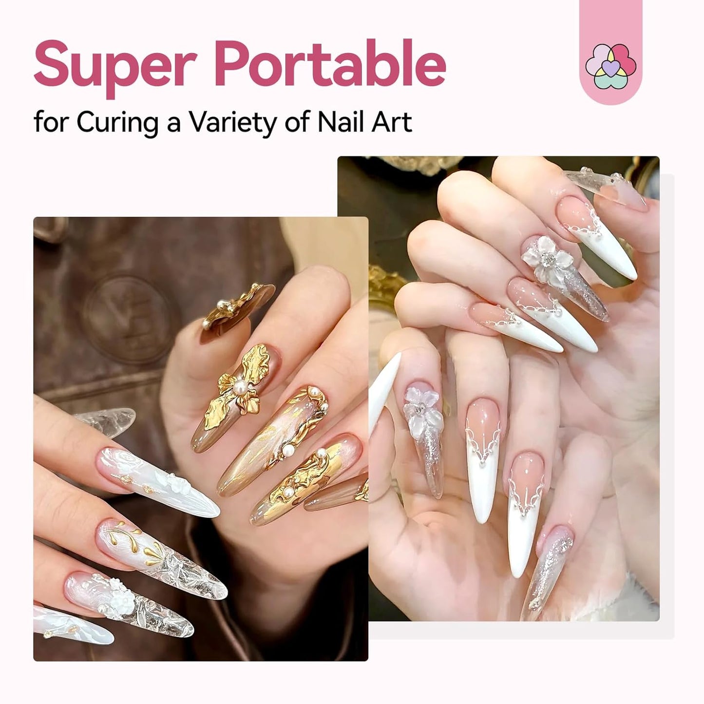 Saviland Mini Nail Lamp, Quick-Dry Gel Nail Lamp 16W, Portable U V Light for Easy and Fast Nail Extension, U V LED Curing Lamp for Manicure Starters DIY Nail Art