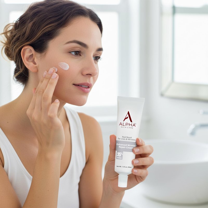 Alpha Skin Care Enhanced Wrinkle Repair Cream, Anti-Aging Formula, 0.15% Retinol, Vitamins A, C & E, Reduces Lines & Wrinkles, All Skin Types, 1.05 Oz, White