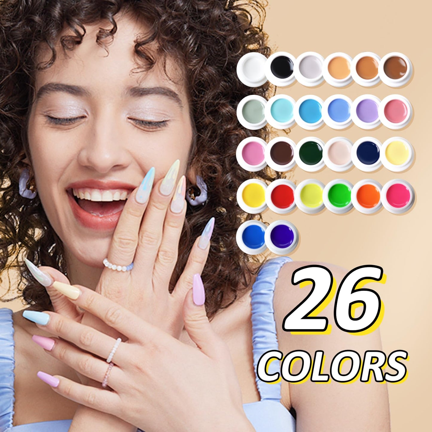 RUNBBY Nail Art Stamping Kit - 26 Color Gels with 5 Stainless Steel Plates, Dual-Ended Silicone Stamper & Scraper - DIY Nail Design Set for Beginners and Pros
