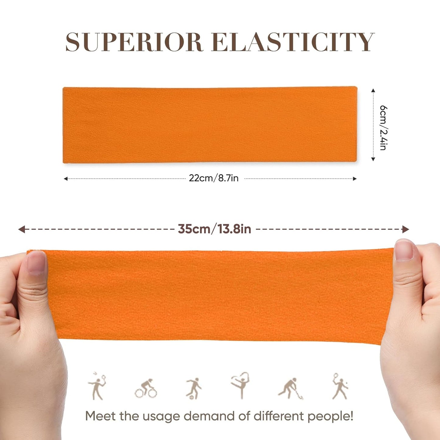 9 Pack Headbands for Women Non Slip - Fabric Elastic Hair Bands for Women's Hair, Soft Cotton Cloth Stretchy Sport Headbands, Sweat Absorption Athletic Hairbands for Workout Yoga Running - A
