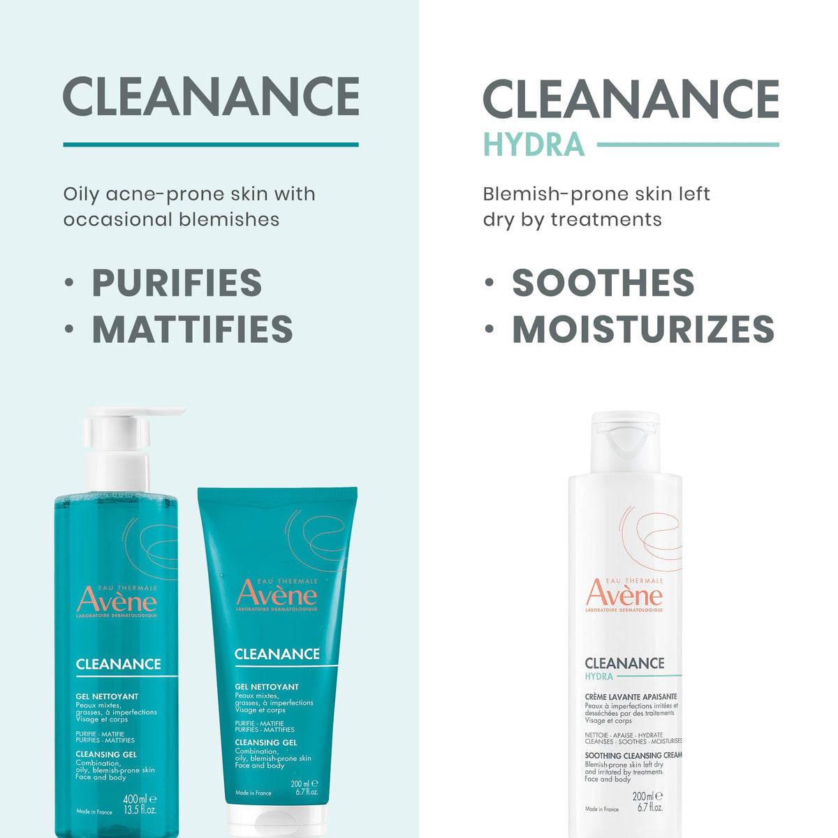 Avène Cleanance Cleansing Gel Soap Free Cleanser for Acne Prone,Oily,Face & Body,13.5 Oz,(Pack of 2)