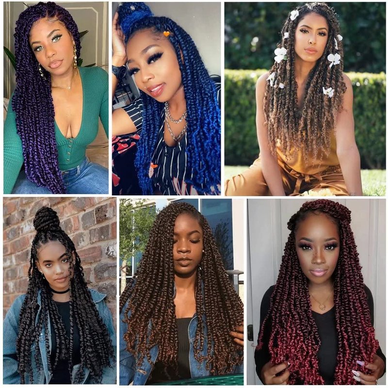 22inch Blue Water Wave Crochet Hair for Butterfly Soft Locs 7 Packs Ombre Blue Passion Twists Hair Synthetic Crochet Hair Long Bohemian Locs Braiding Hair Extensions (22" 7packs T1B/blue#)