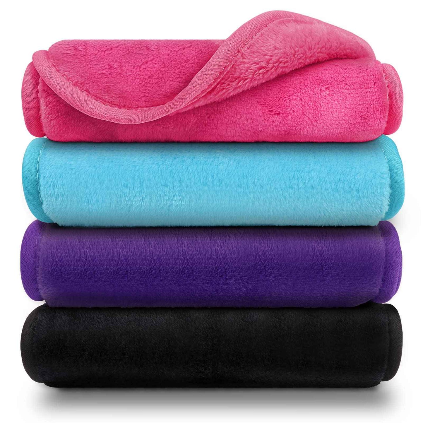 Orighty Reusable Microfiber Facial Cleansing Cloths, Pack of 4, Bundle with 5 x 5 in Makeup Remover Pads, 24 Pack