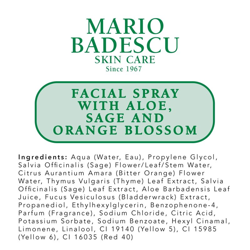 Mario Badescu Facial Spray with Aloe, Sage and Orange Blossom for All Skin Types | Face Mist That Hydrates & Uplifts | 8 FL OZ & 4 FL OZ Combo