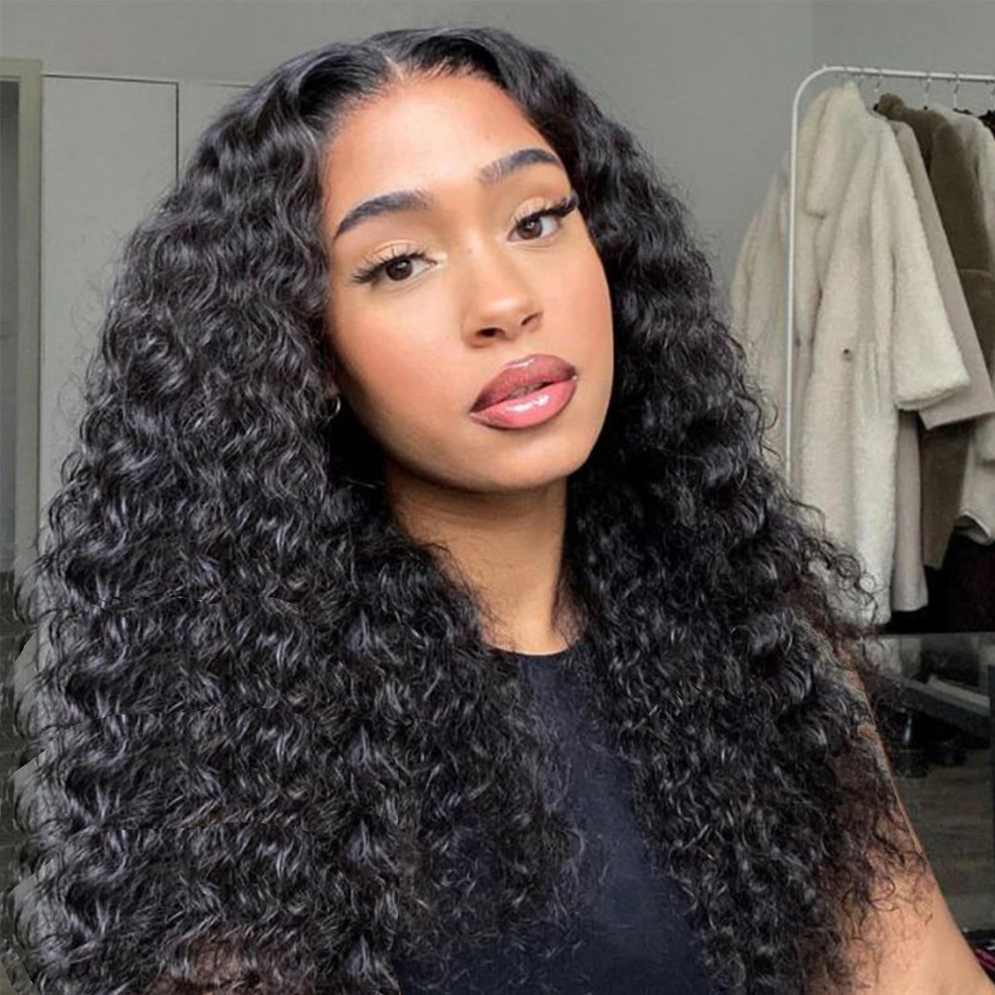 Qmaple Curly Human Hair Wig 14Inch