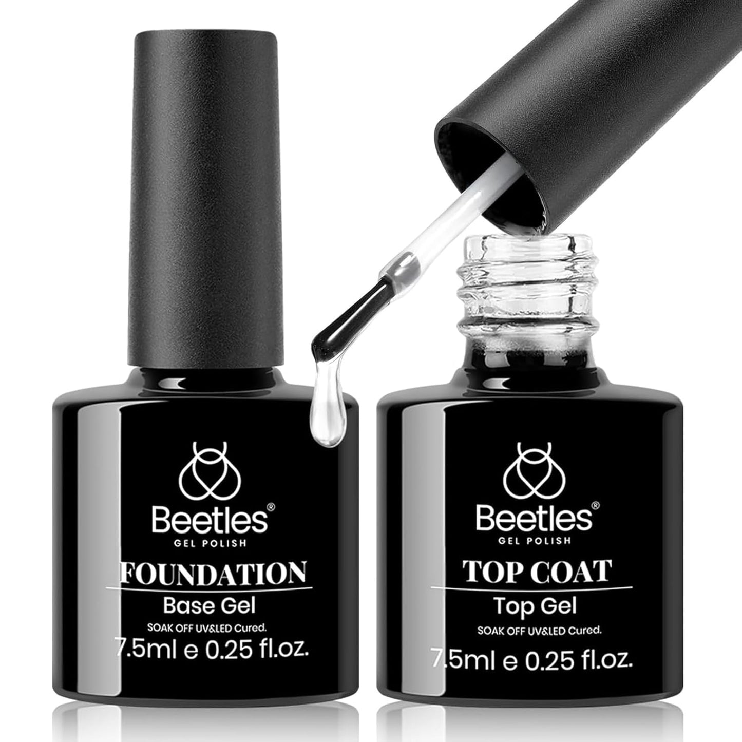 beetles Gel Polish 9 in 1 Gel Nail Glue for Clear Acrylic Nails Tips, Long Lasting Super Strong Brush Nail Glue for Fake Nails, Base Blooming Nail Gel, New Safe Formula, U V Light Cure