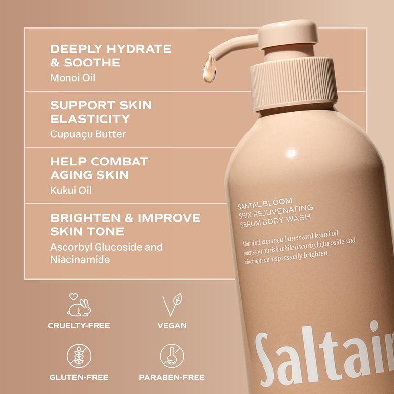 Saltair Body Wash 2-Pack – Santal Bloom – Moisturizing Body Wash with Monoi Oil and Cupuacu Butter – Scented Shower Gel for Women and Men – 2x 17oz – Vegan, Cruelty-Free, Paraben-Free