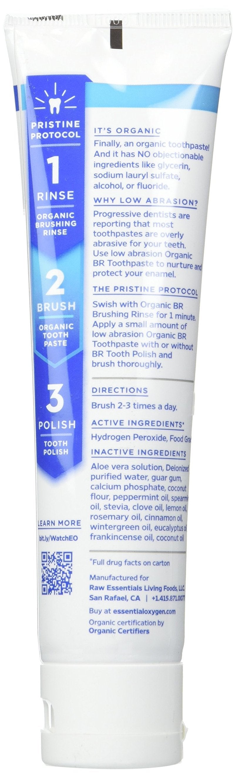 Essential Oxygen BR Organic Toothpaste Peppermint 4 oz (Pack of 3)