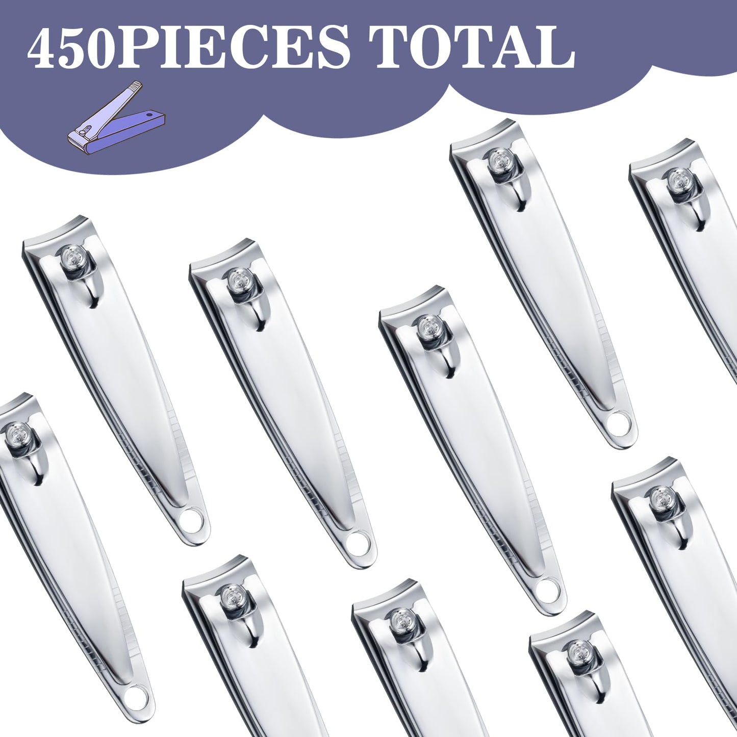 Hestya 450 Pcs Nail Clippers Bulk Stainless Steel Clippers Bulk Portable Toenail Clipper Sturdy Nail Cutter Manicure Trimmer Curved for Men Women Toe Travel Pedicure Clip
