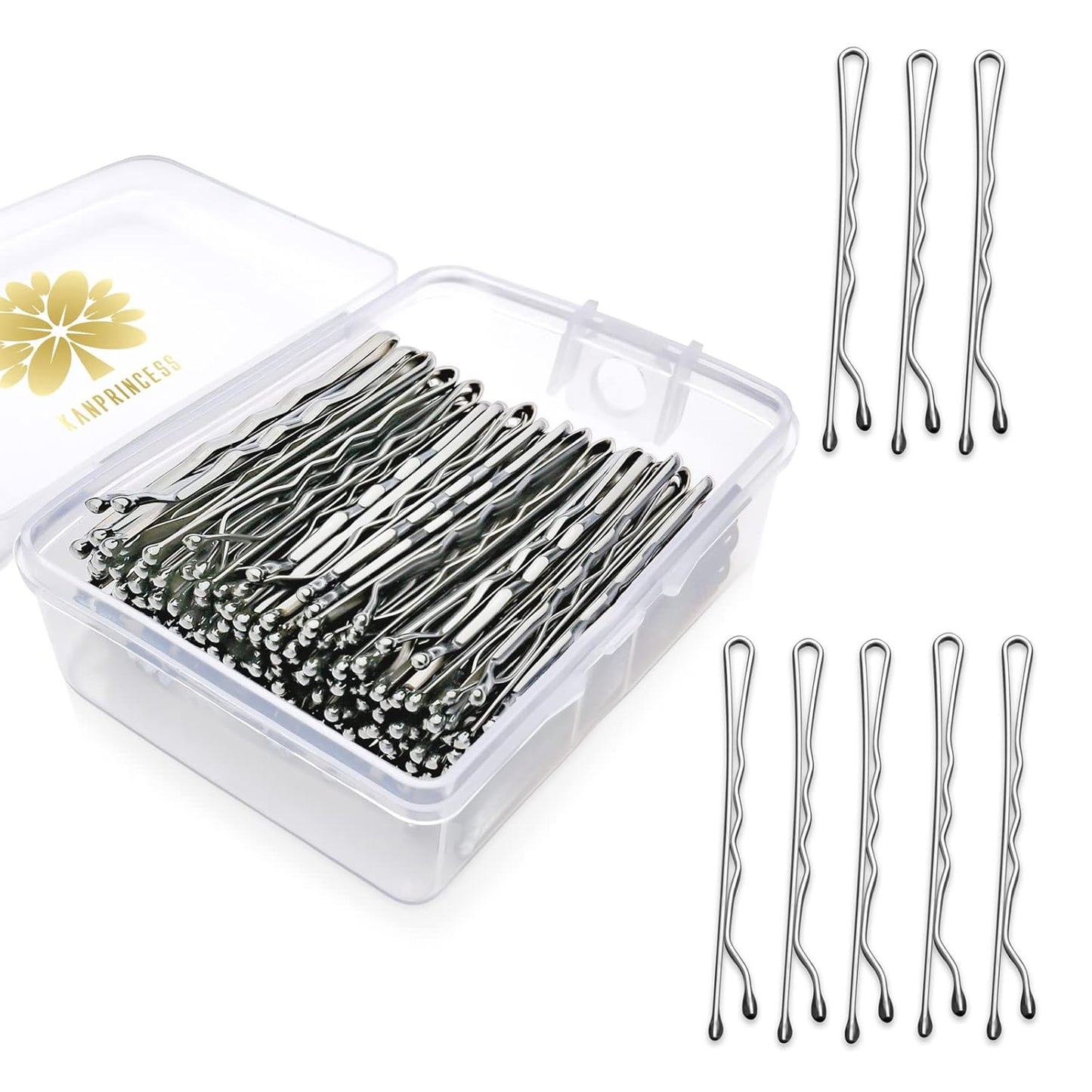 100PCS 2Inches Hair Pins Kit Secure Hold Bobby Pins Clips for Women Girls and Hairdressing Salon With Clear Storage Box(Black)