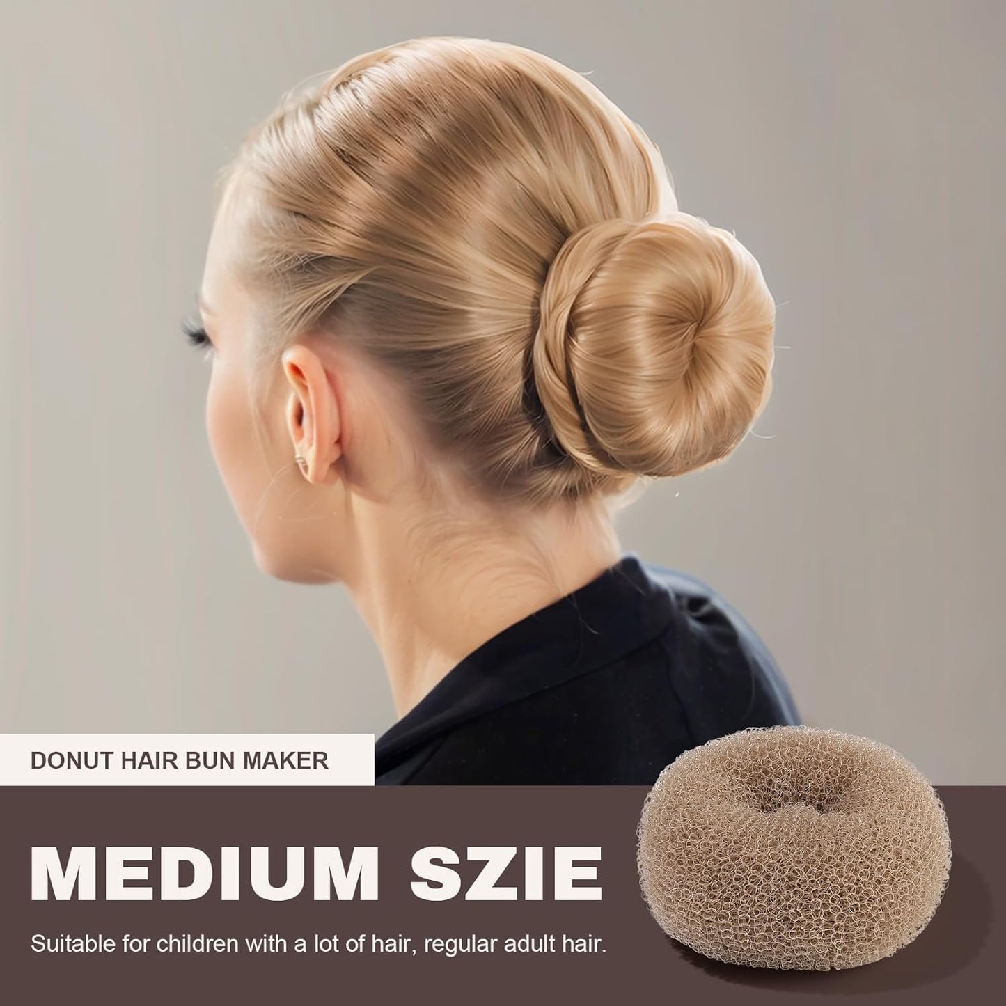 Teenitor Hair Donut, Hair Bun Maker, Black(Extra-large, Large, Medium and Small)