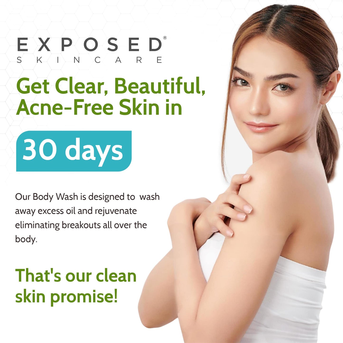 Exposed Skin Care, Body Acne Wash with Salicylic Acid, Glycolic Acid and Tea Tree Oil – Tri-Powered Gentle Exfoliating Cleanser for Back, Chest and Body Acne – Natural, Non-toxic and Cruelty Free