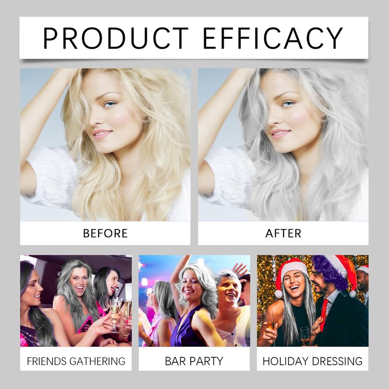 Silver Hair Dye - Silver Color for Dark Hair, Plant-Infused Nourishing Formula, Temporary Vibrant Shade(3PCS)