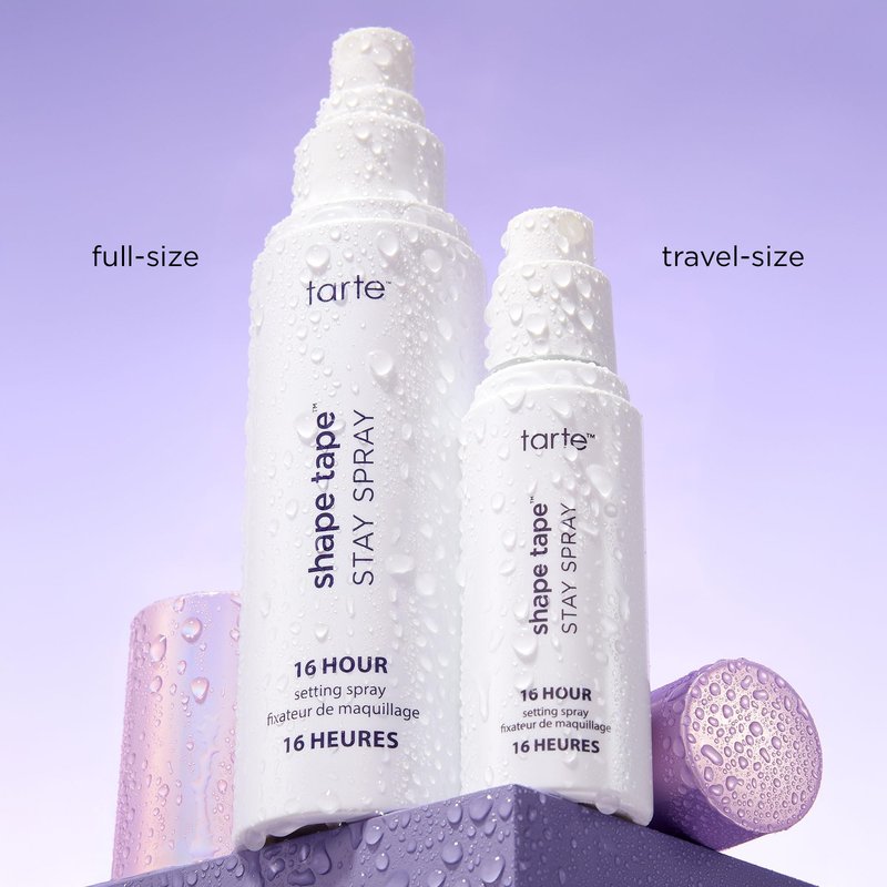 tarte shape tape vegan stay spray – Weightless Setting Spray, Skincare-Infused Mist to Hydrate & Refresh, Creates Long-Lasting Makeup, Waterproof, Transfer-Resistant, Cruelty-Free, travel size