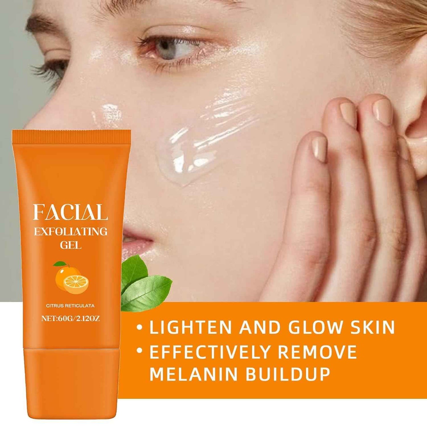 2 Pcs Facial Exfoliating Gel, Purifying Exfoliating Gel for Face and Body Skin Repair, Orange Enzyme Hydrating Facial Scrub, Moisturizing, Cleansing and Rejuvenating (60g)