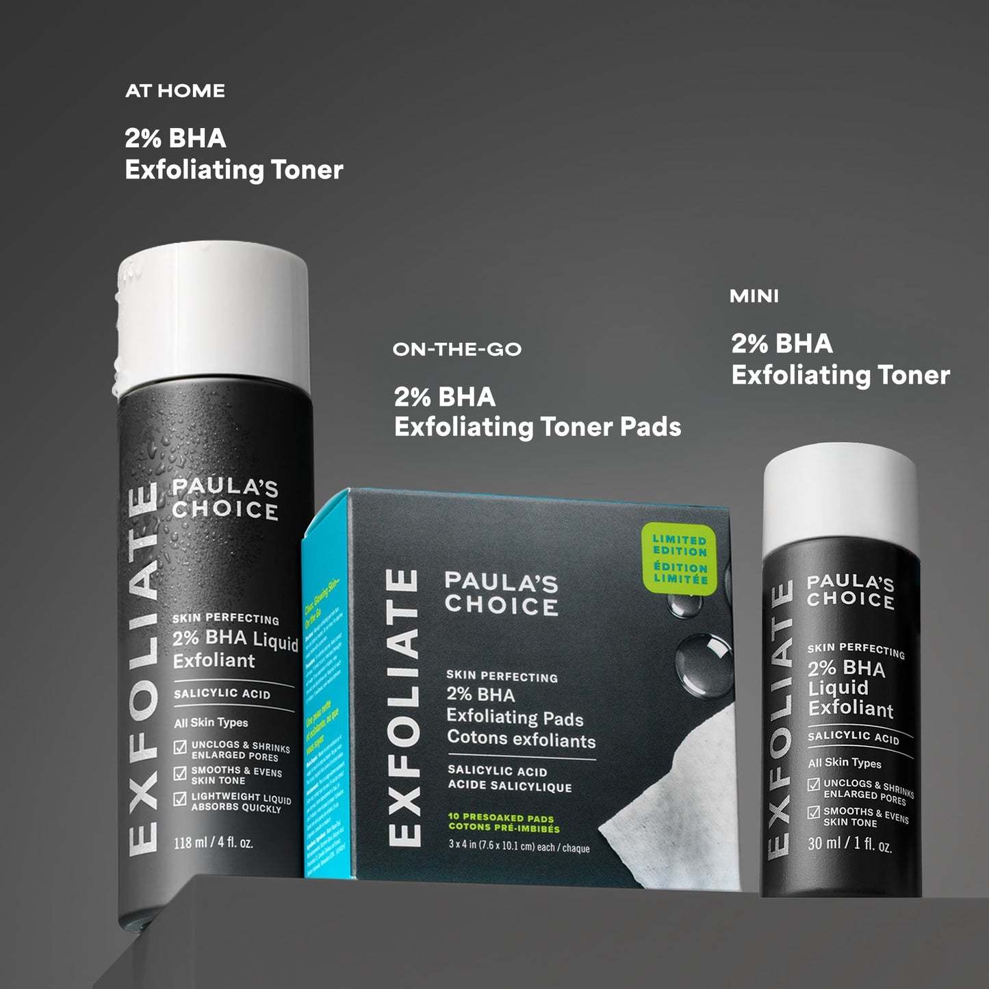 Paula's Choice SKIN PERFECTING 2% BHA Liquid Exfoliant, Salicylic Acid Toner Pads, Facial Exfoliator for Enlarged Pores, Wrinkles & Fine Lines and Suitable for Blackhead-Prone Skin, Pack of 3