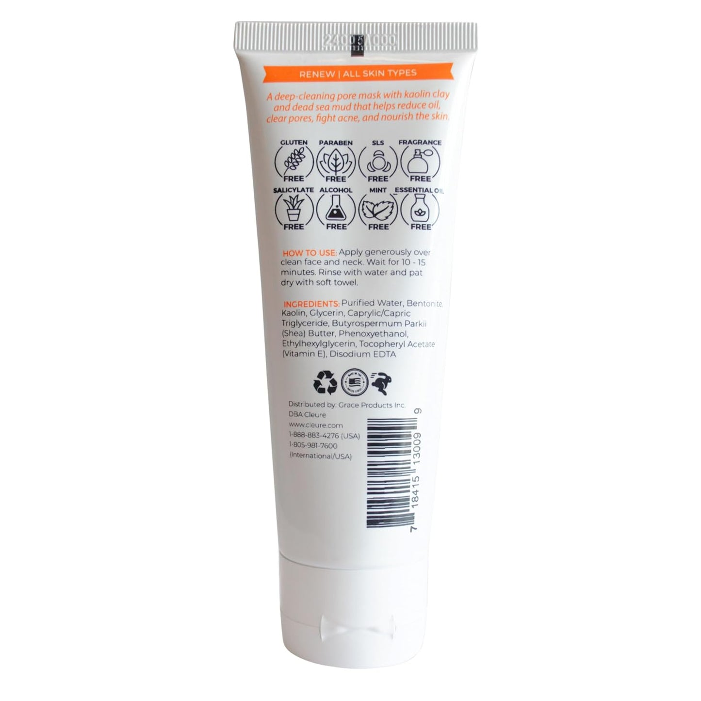 Cleure Pore Minimizing Face Mask - Kaolin Clay & Shea Butter for Oily, Sensitive Skin | 4 oz