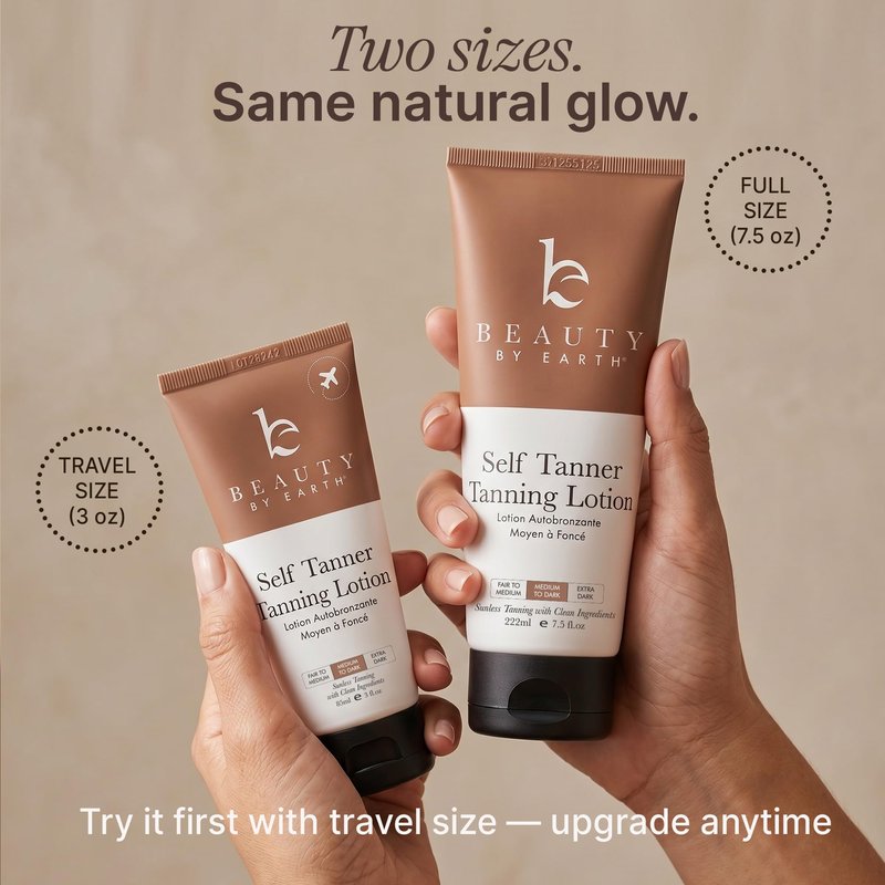 Tanning Lotion Self Tanner - USA Made with Natural & Organic Ingredients, Travel Size Self Tan Lotion, Non Toxic Gradual Tanning Moisturizer, Sunless Tanner for Fake Tan for Women & Men