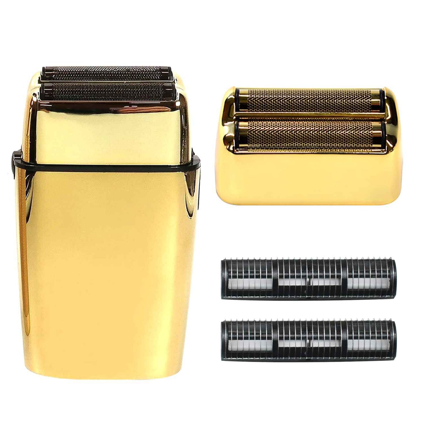 Replacement Foil and Cutters for BaBylissPRO Barberology Electric Shaver, Double Foil Shaver Replacement Head Compatible with BaBylissPRO FXFS2 Shaver (Gold)