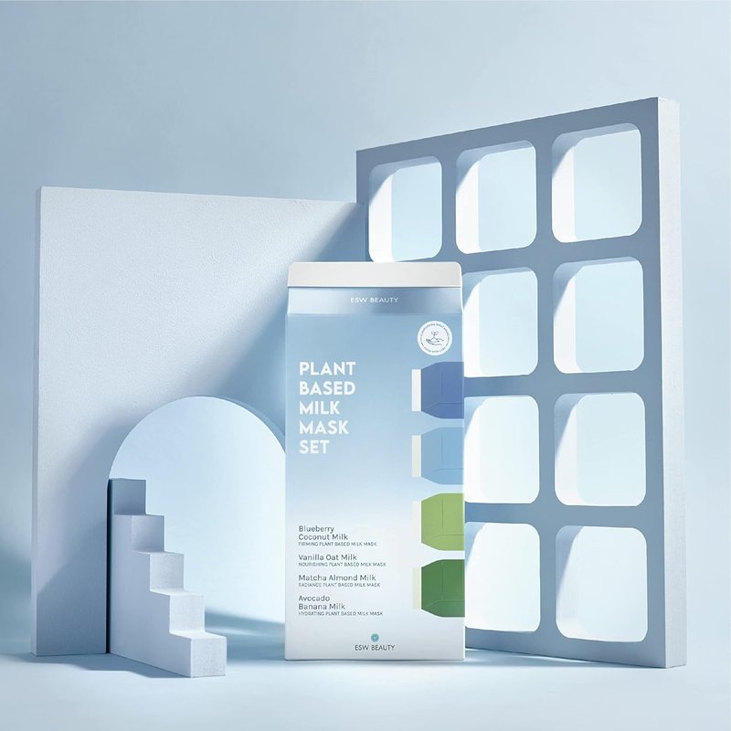 Plant-Based Milk Face Masks - 8-Pack Hydrating Skincare Set | Avocado, Matcha, Blueberry, Vanilla & Oat Extracts for All Skin Types