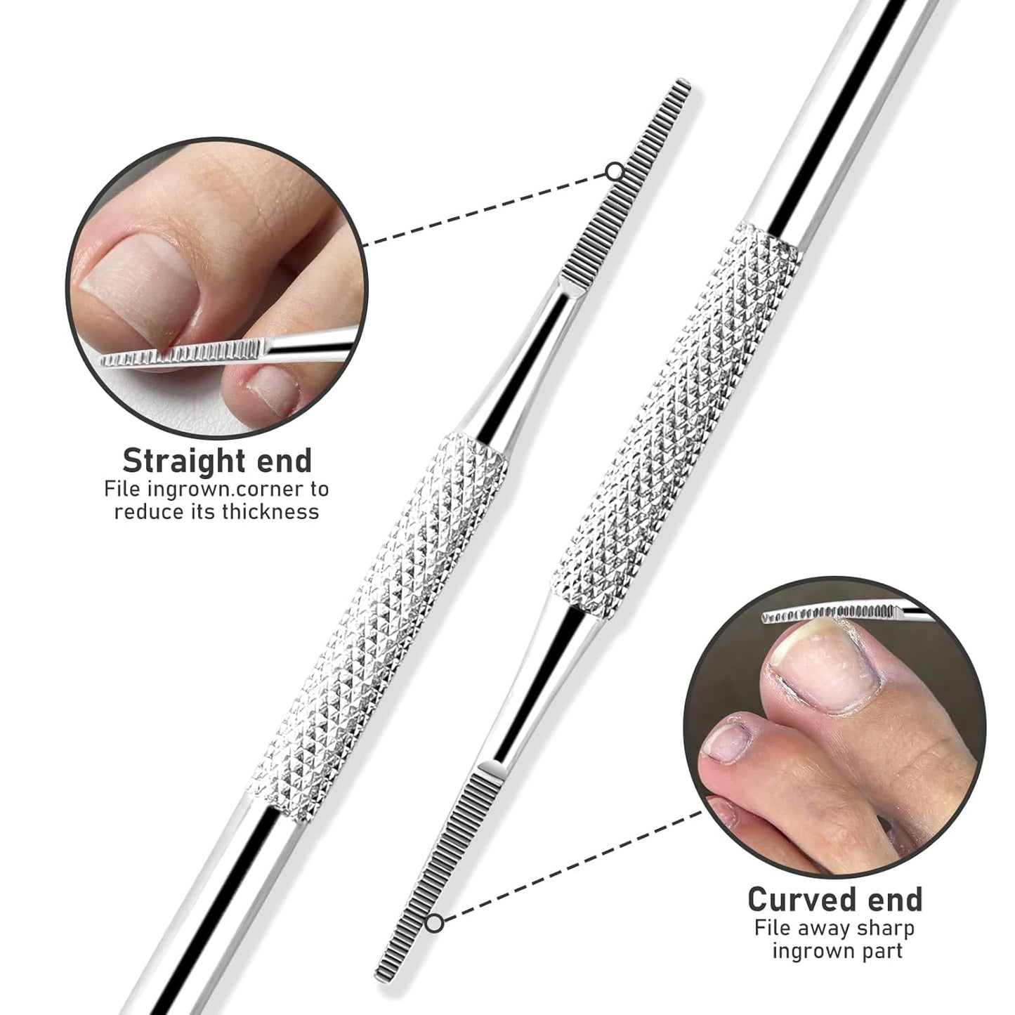 6-Pack Ingrown Toenail File and Lifters, Professional Surgical Stainless Steel Ingrown Toenail Removal Tool Kit, Manicure Treatment Pedicure Tools for Feet Under Nail Cleaner Correction Polish Pain
