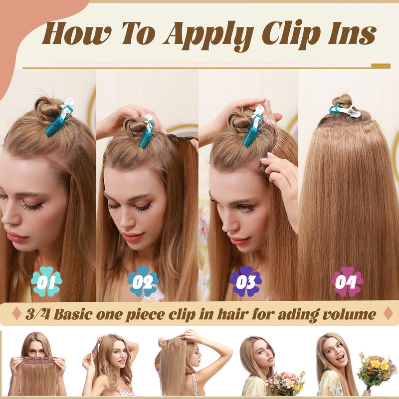 Body Wave Clip in Hair Extensions Human Hair,Natural Wavy Curly Highlights Blonde 5 Clips in Hair Extension for Women 18" 80g Full Head Seamless Clip ins Thick Real Remy Hair Extension 80G