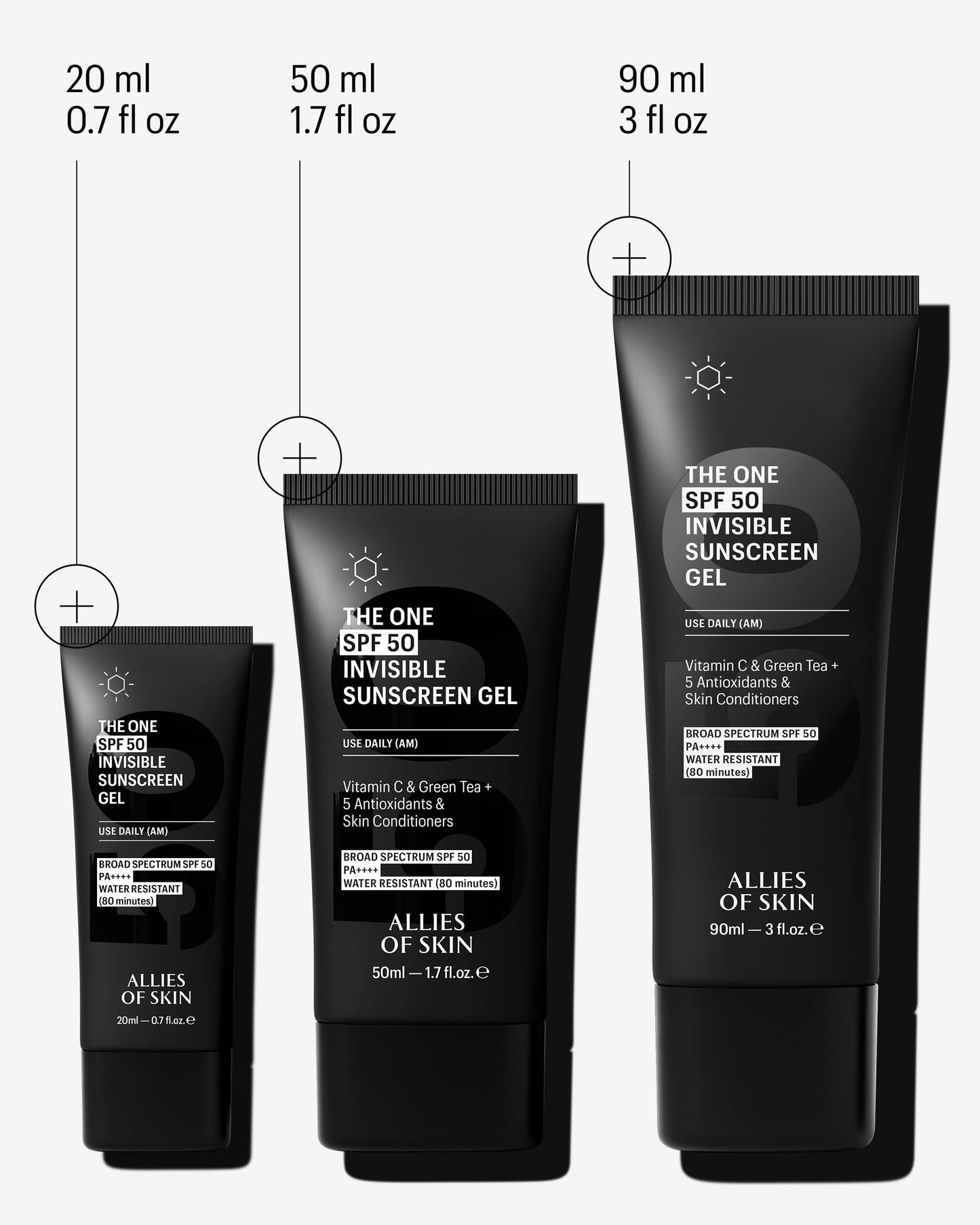 Allies of Skin Daily Face Sunscreen SPF 50, Travel Size | Zero White Cast Lightweight Formula | Dermatologist Tested Under Makeup Primer| Water-Resistant & PA++++ Broad Spectrum UVA/UVB (0.7 oz)