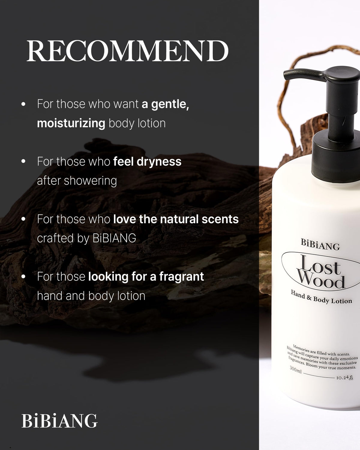 BiBiANG Walnut Creek Green Body Lotion - Korean Body Care for Moisturizing & Nourishment - Hydrating Body Care Formula with Forest Bergamot Scent, Shea Butter & Jojoba Oil - 10.82 fl.oz