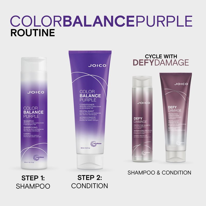 Joico Color Balance Purple Shampoo | For Cool Blonde, Gray Hair | Eliminate Brassy Yellow Tones | Boost Color Vibrancy & Shine | UV Protection | With Rosehip Oil & Green Tea Extract | 10.1 Fl Oz