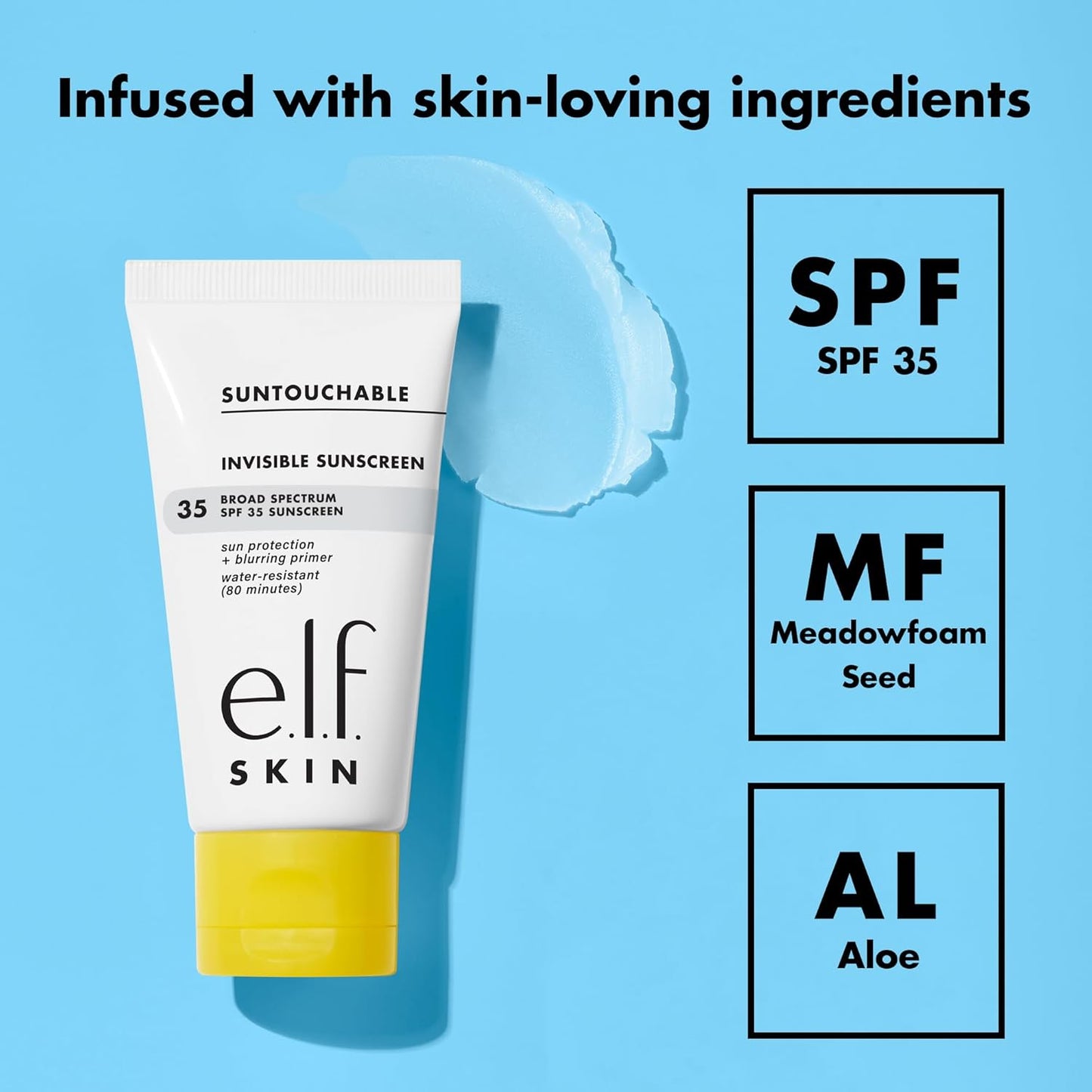 e.l.f. SKIN Suntouchable Invisible SPF 35 Mini, Lightweight, Gel-based Sunscreen For A Smooth Complexion, Doubles As A Makeup Primer, Vegan & Cruelty-Free