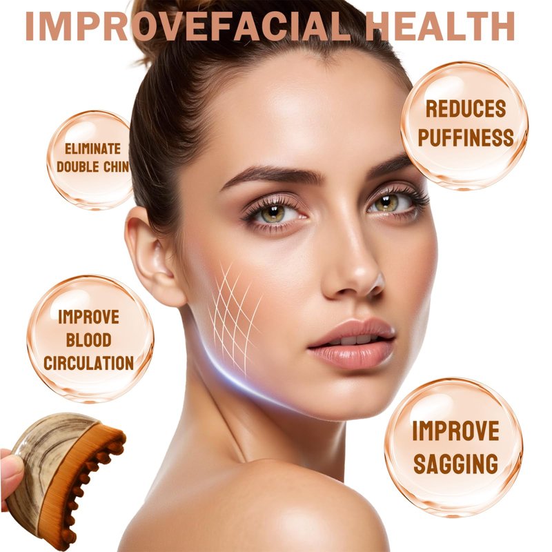 Lymphatic Face Brush with Gua Sha Tool, Lymphatic Contour Face Brush Drainage Massager for Face and Chin & Jawline Sculpting
