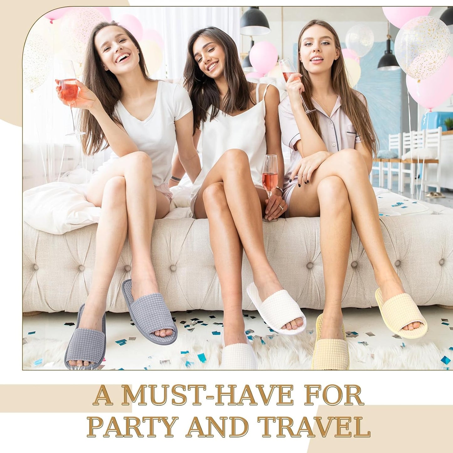 Disposable Spa Slippers - Open Toe Fleece Sandals for Guests | 12 Pairs for Hotels, Weddings & Home Use