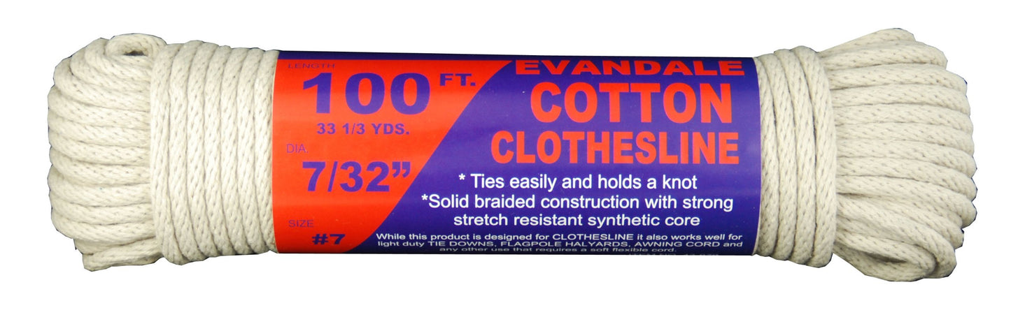 T.W Evans Cordage 43-070 7/32-Inch Evandale Cotton Clothesline 100 Hank