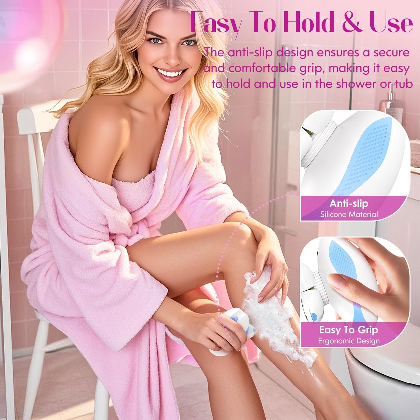 Electric Razors for Women,Electric Shaver for Women Leg,Rechargeable Painless Shaver for Body Hair,Anti-Slip Cordless Waterproof Wet Dry Trimmer, Smooth Close Shave for Underarms Bikini(Light Blue)