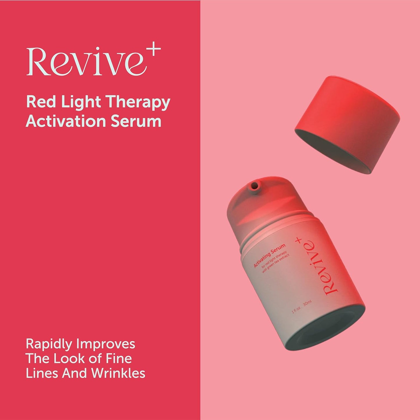 Red Light Therapy Serum for Face - Amplify Microcurrent Results | Hydrating with Green Tea & Hyaluronic Acid | 1oz
