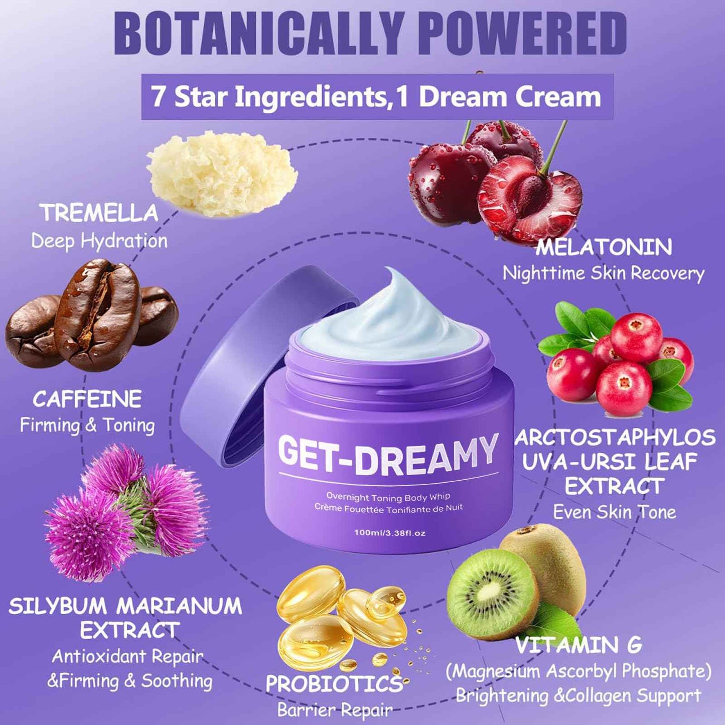 rubeonly GET-DREAMY Overnight Toning Whip - Body Firming Whip That Works While You Sleep - Helps Target The Appearance Of Loose Skin On The Body, 100ML / 1PC