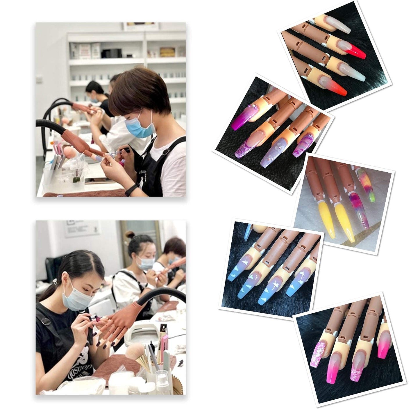 LIONVISON Practice Hand for Acrylic Nails,Flexible Practice Hands Fingers with Nail Kit,Acrylic Powder Brush Nail Art Decoration Tools for Professional Beginners
