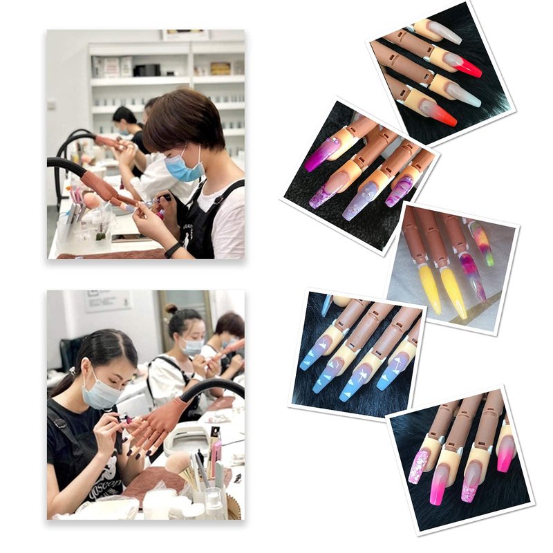 LIONVISON Practice Hand for Acrylic Nails,Flexible Practice Hands Fingers with Nail Kit,Acrylic Powder Brush Nail Art Decoration Tools for Professional Beginners