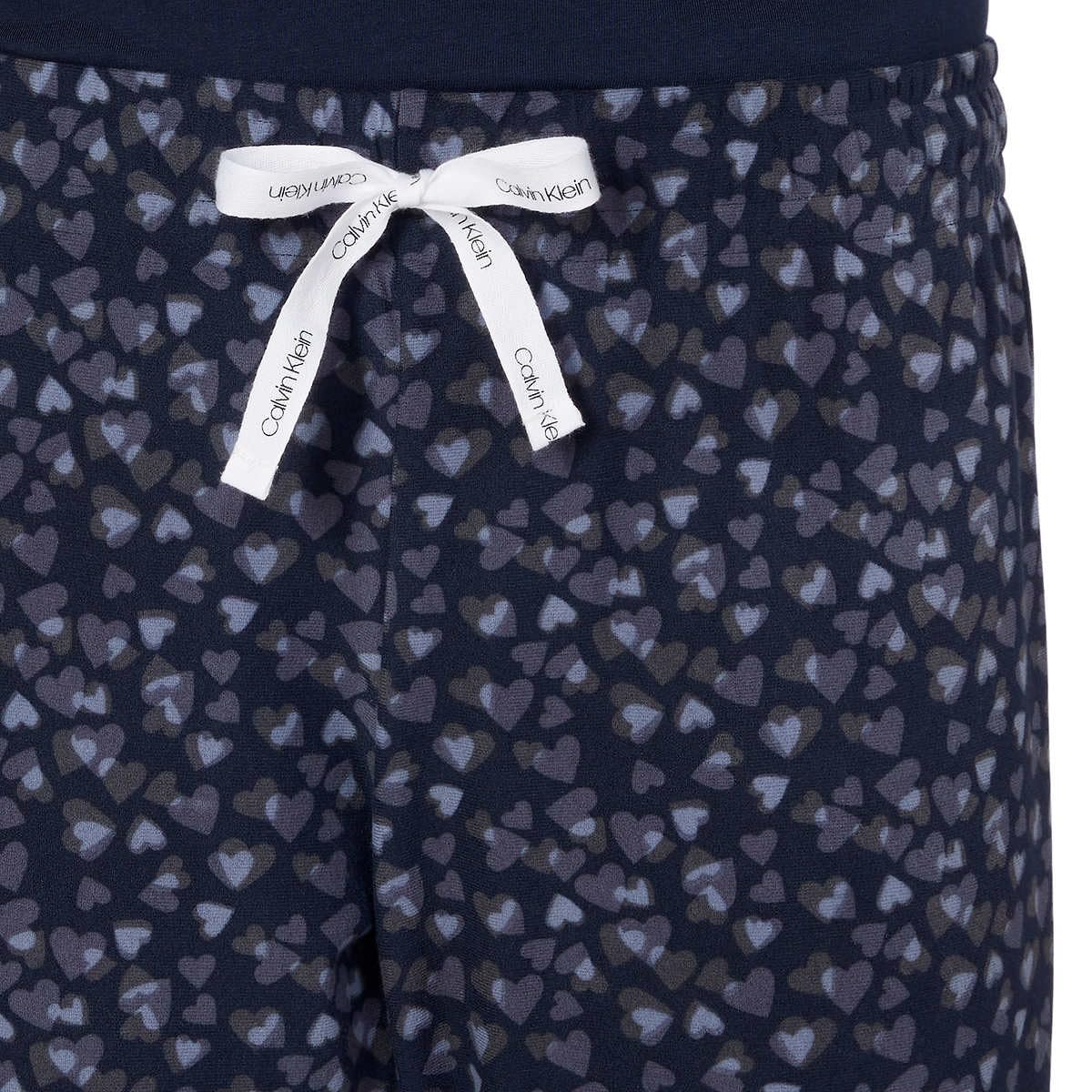 Calvin Klein Women's Classic Crew Neck Fleece PJ Set (US, Alpha, Small, Regular, Regular, BLUE)