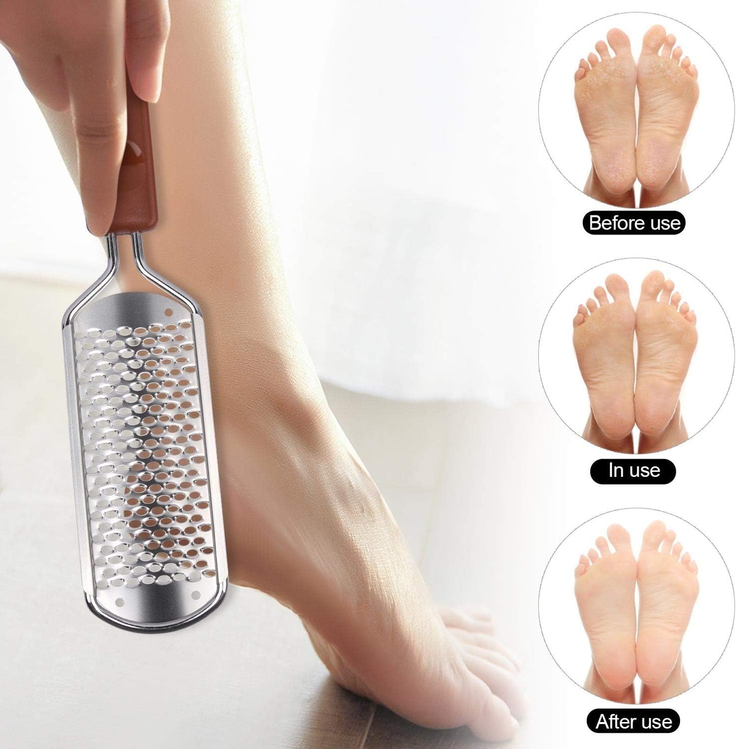 3 Pieces Colossal Foot Files Kit Foot Scrubber Foot Rasp and Double-Sided Heel Files Pedicure Tools Callus Remover Stainless Steel Feet Scraper Foot Grater for Dead Skin