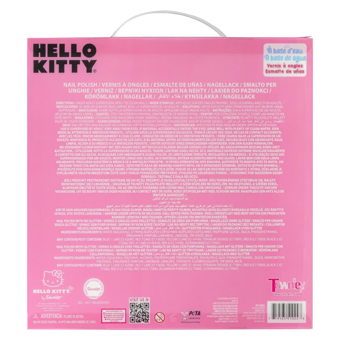 Hello Kitty Nail Polish Set, 18-Piece Peel-Off for Girls, Ages 3+