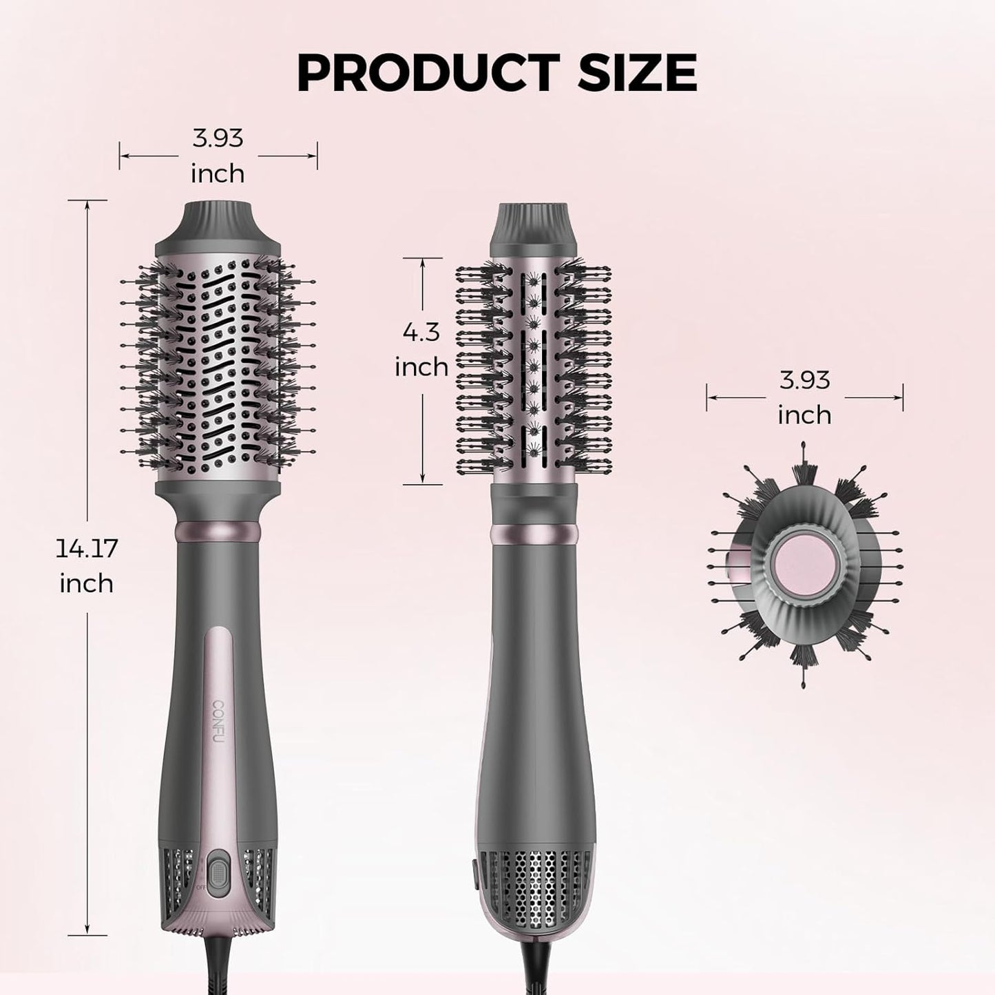 CONFU Blow Dryer Brush - 4-in-1 Hot Air Styling Tool for Frizz-Free Volume | Drying, Straightening, Curling