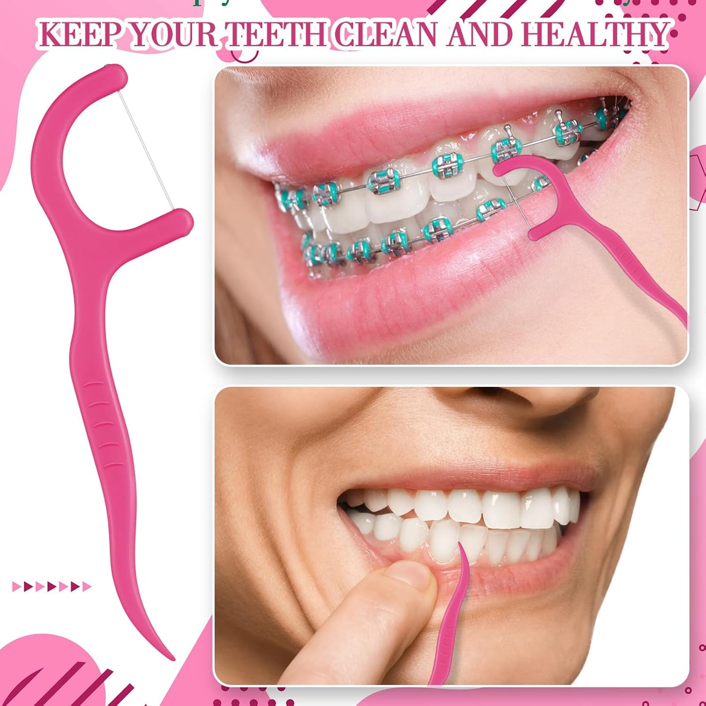 Baderke 200 Count Floss Picks Bulk Non Breakable Tooth Picks Flosser Dental Floss Sticks for Adults Teeth Cleaning Dental Flossers for Family Pack Travel(Light Green)