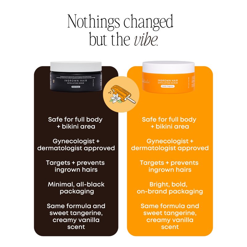 Bushbalm Ingrown Hair Exfoliating Scrub – Pre-Shave Sugar Scrub for Ingrown Hairs, Razor Bumps & Dry Skin – Gently Buffs & Soothes Sensitive Skin - Vanilla Tangerine 236 ml - Formerly Sweet Escape