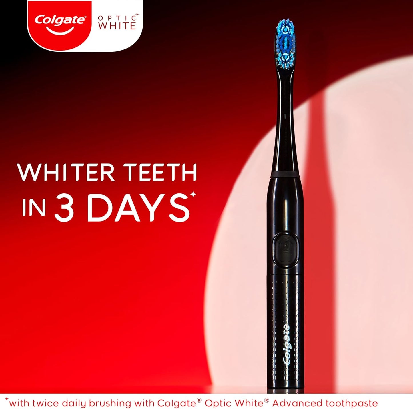 Colgate 360 Optic White Battery Powered Sonic Toothbrush, Soft, 1 Pack