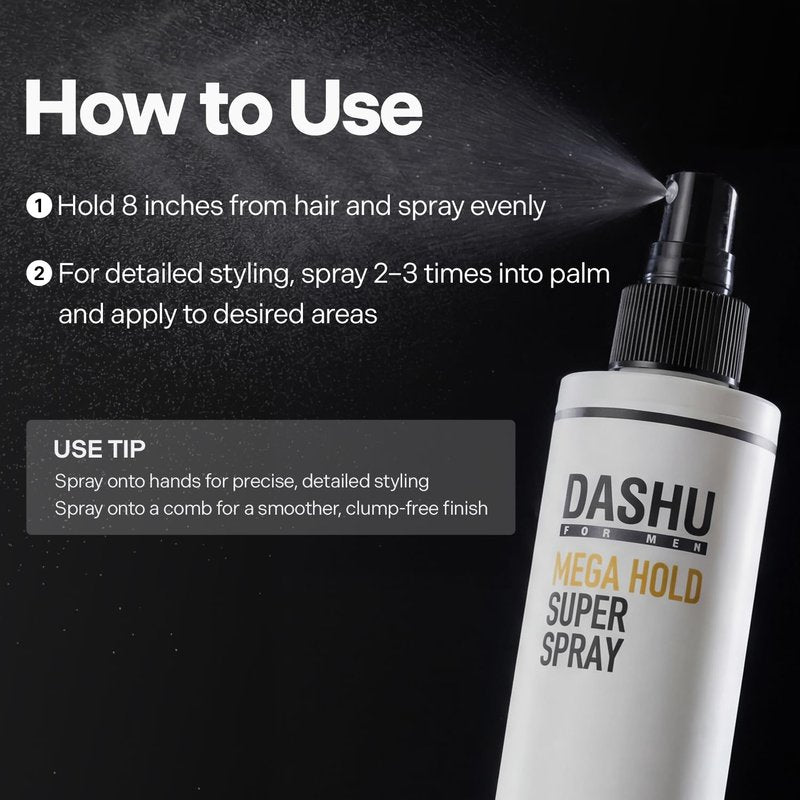 Mega Hold Super Hair Spray - Ultra-Strong Fixation for All Hair Types | 8.45 fl oz, Natural Finish, Easy Wash-Out