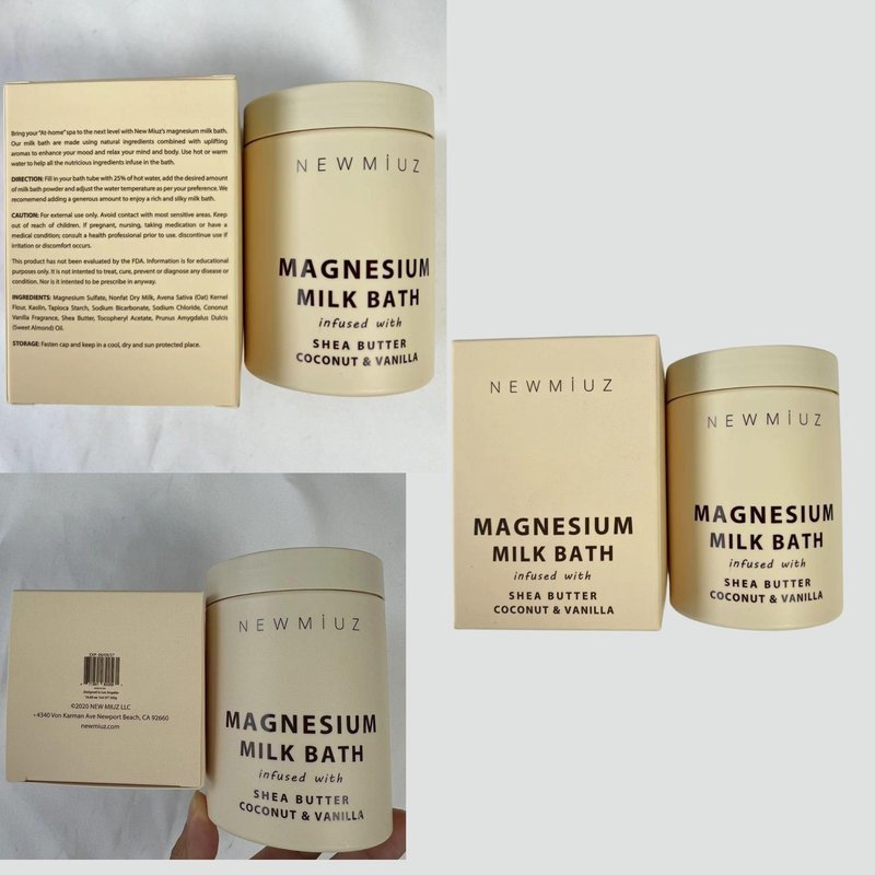 Creamy Magnesium Milk Bath Soak Powder Moisturize Soften Skin Coconut Vanilla Shea Butter Luxury Spa Bath Salt Relaxation Selfcare Gifts for Women