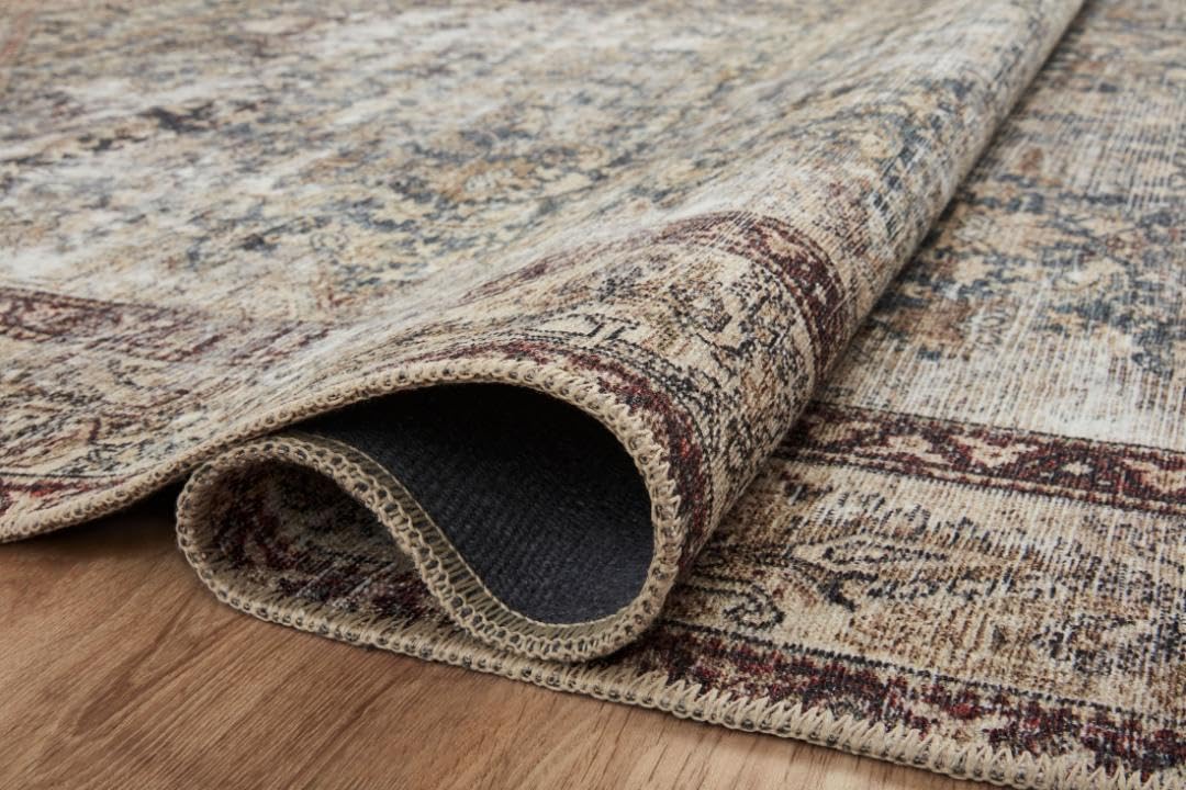 Loloi Amber Lewis Georgie Collection GER-04 Teal/Antique 5'-0" x 7'-6", .19" Pile Height, Area Rug